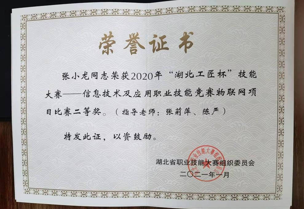 湖北省《工匠杯》技能大赛二等奖